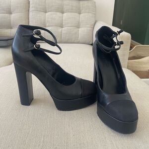 Steve Madden Black Chunky Heel Platforms